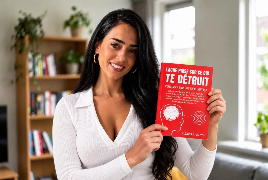 Débora Solys tient le livre Lâche prise sur ce qui te détruit